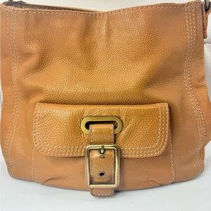 St. John’s Bay Classic Tan 100% Cowhide Leather Shoulder Bag 90’s